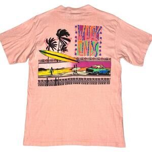 Vintage 80s‎ Surfer Tee Adult S/M Beach Surfing Tropicalcore Coconutgirl Retro